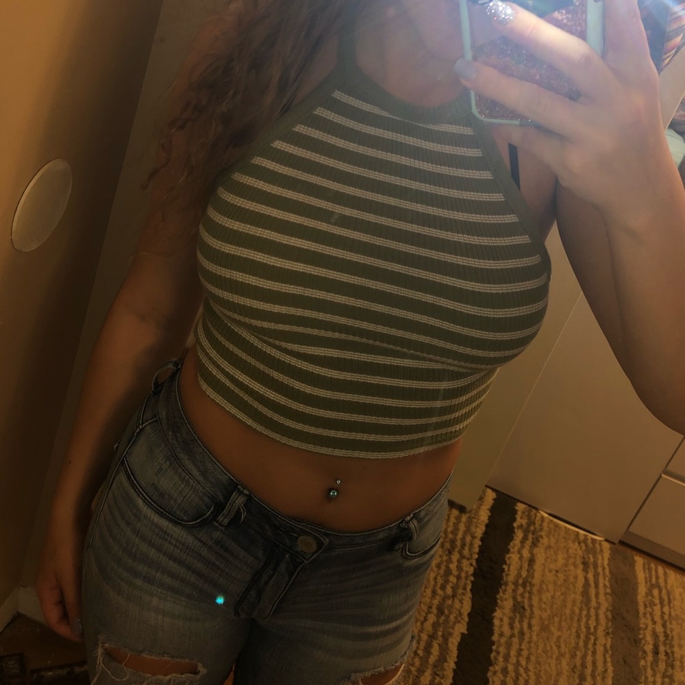 Olive green crop top